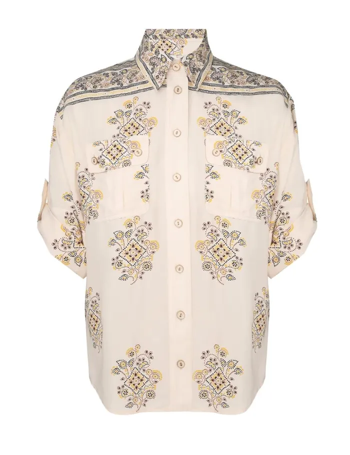 Women Tops Zimmermann Safari Shirt Utility Dot Lemon
