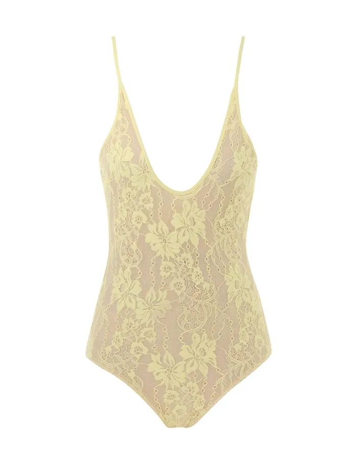 Women Tops Zimmermann Scoop Neck Bodysuit Lemon