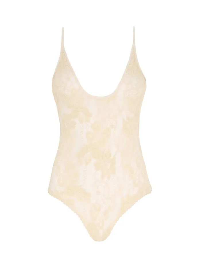 Women Tops Zimmermann Scoop Neck Bodysuit Parchment