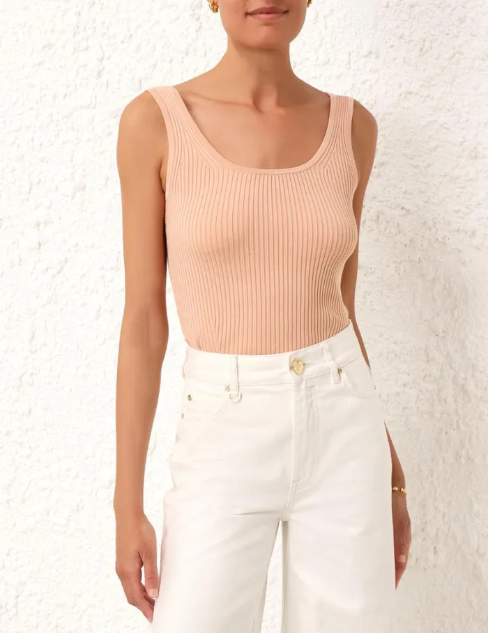 Women Tops Zimmermann Scoop Neck Tank Nude Pink