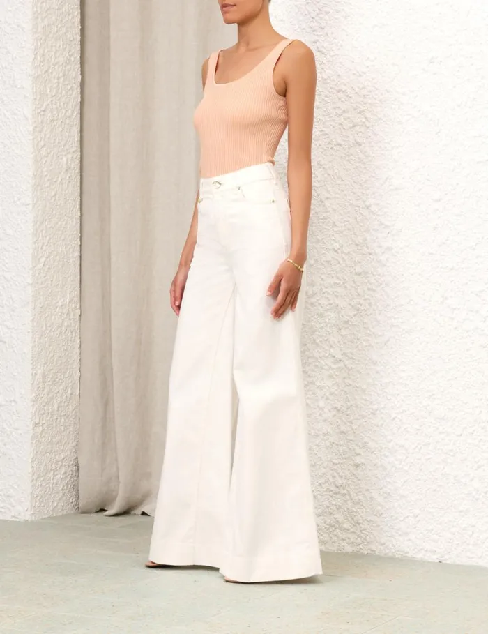 Women Tops Zimmermann Scoop Neck Tank Nude Pink