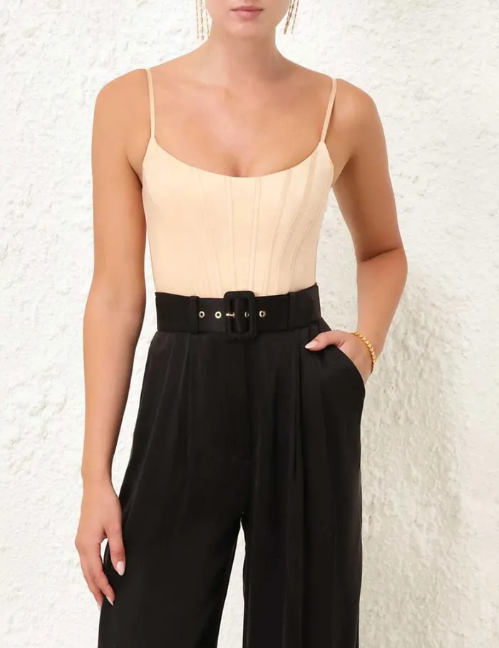 Women Tops Zimmermann Silk Corset Top Sand