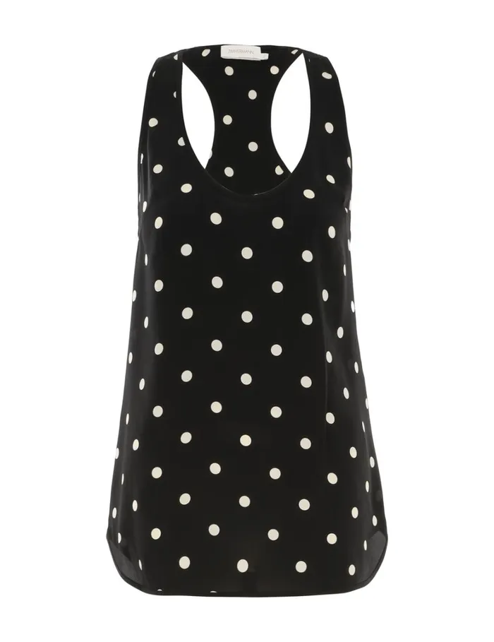 Women Tops Zimmermann Tank Black W Cream Dot