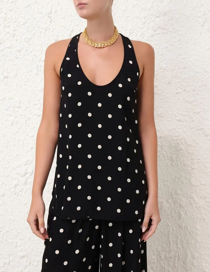Women Tops Zimmermann Tank Black W Cream Dot
