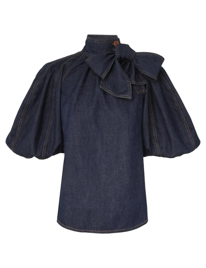 Women Tops Zimmermann Tie Neck Blouse Ink
