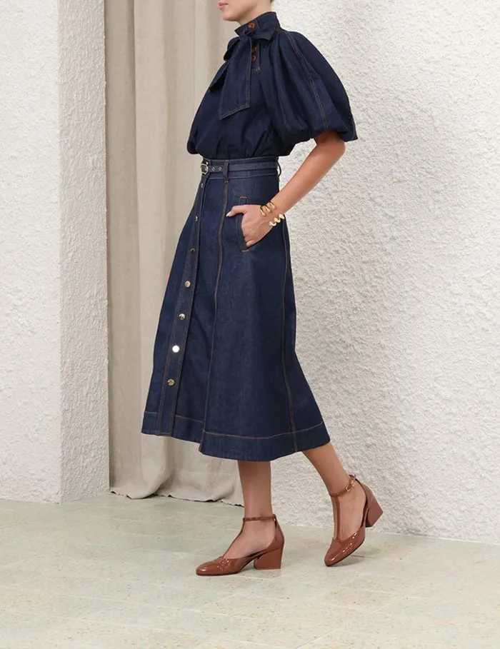 Women Tops Zimmermann Tie Neck Blouse Ink