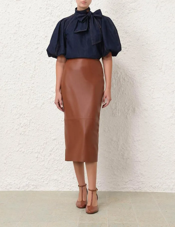 Women Tops Zimmermann Tie Neck Blouse Ink