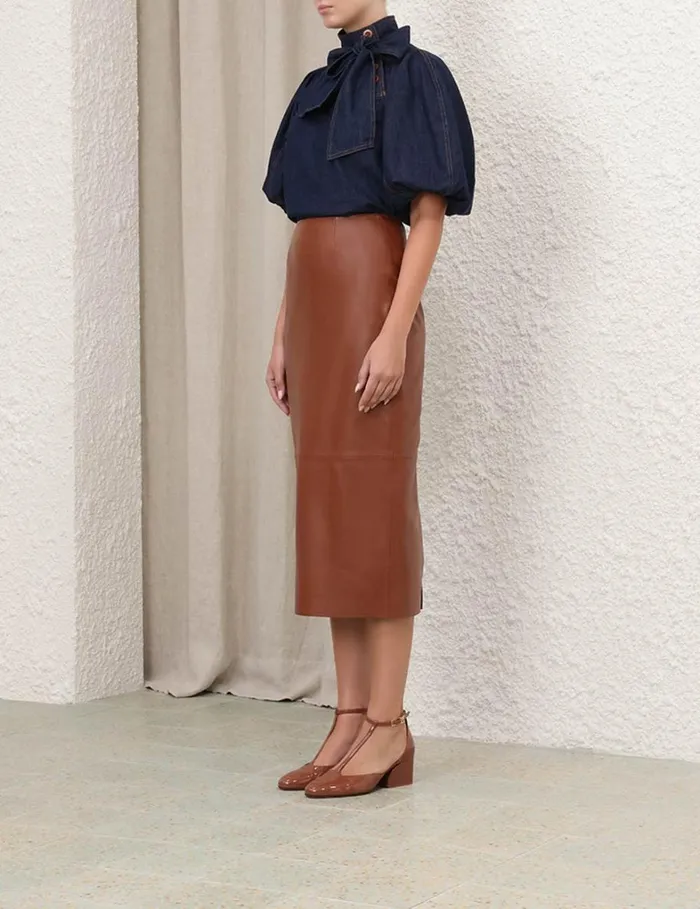 Women Tops Zimmermann Tie Neck Blouse Ink