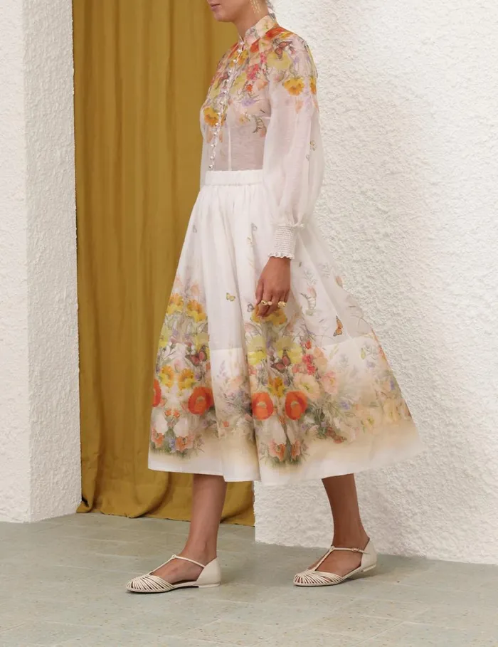 Women Tops Zimmermann Tranquillity Blouse Red Butterflies