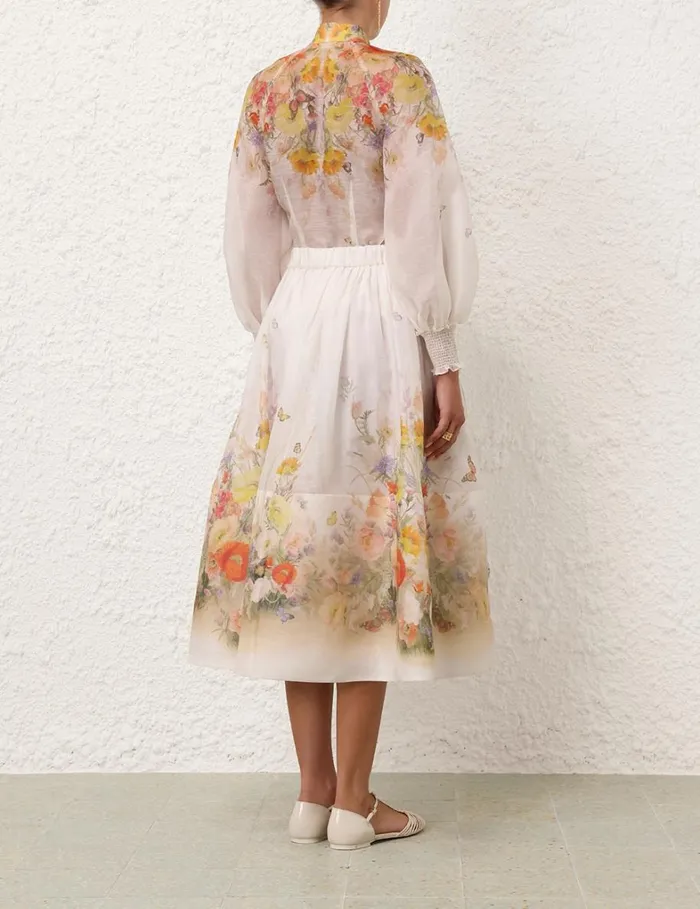Women Tops Zimmermann Tranquillity Blouse Red Butterflies