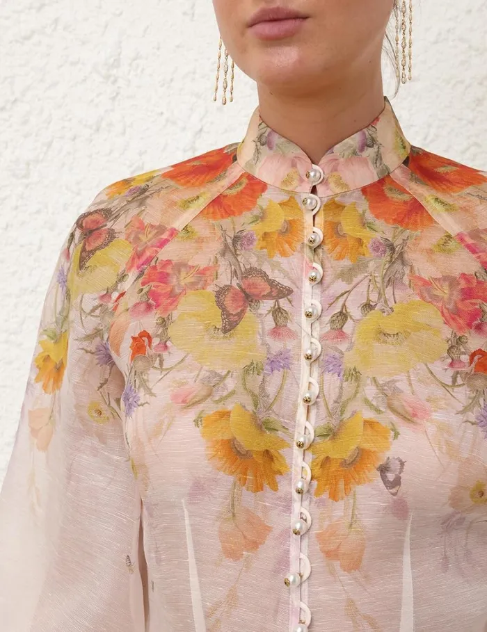 Women Tops Zimmermann Tranquillity Blouse Red Butterflies
