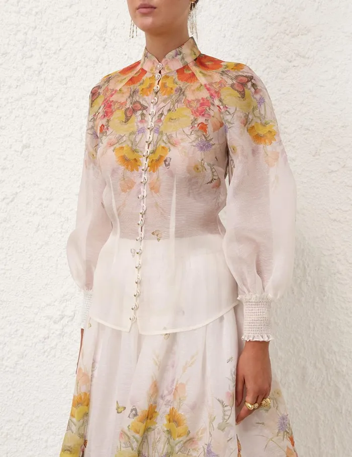 Women Tops Zimmermann Tranquillity Blouse Red Butterflies