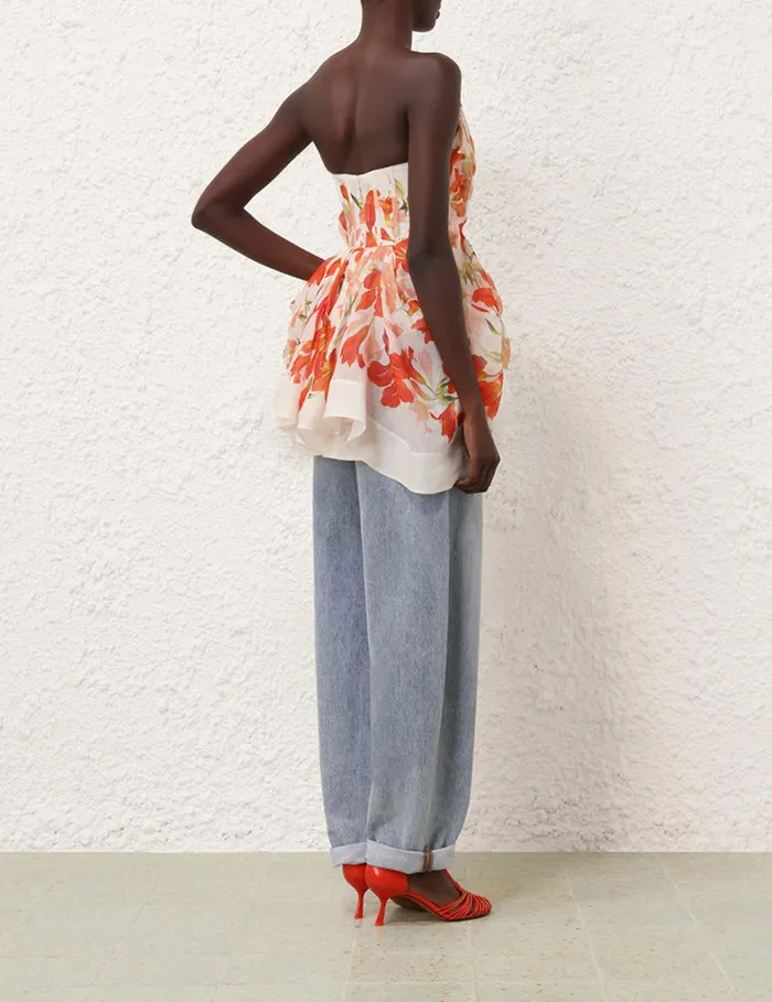 Women Tops Zimmermann Tranquillity Draped Bodice Red Lily