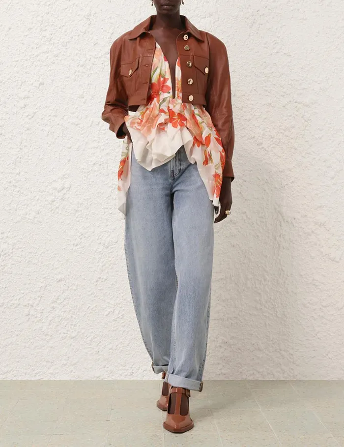 Women Tops Zimmermann Tranquillity Draped Bodice Red Lily