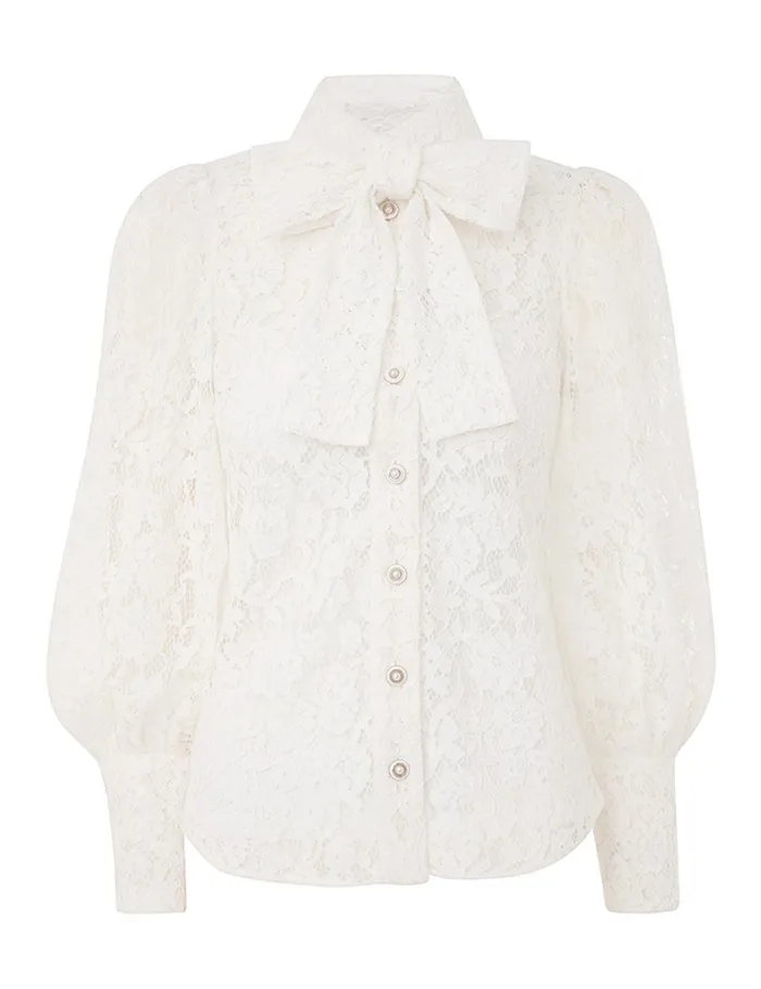 Women Tops Zimmermann Tranquillity Lace Shirt Ivory
