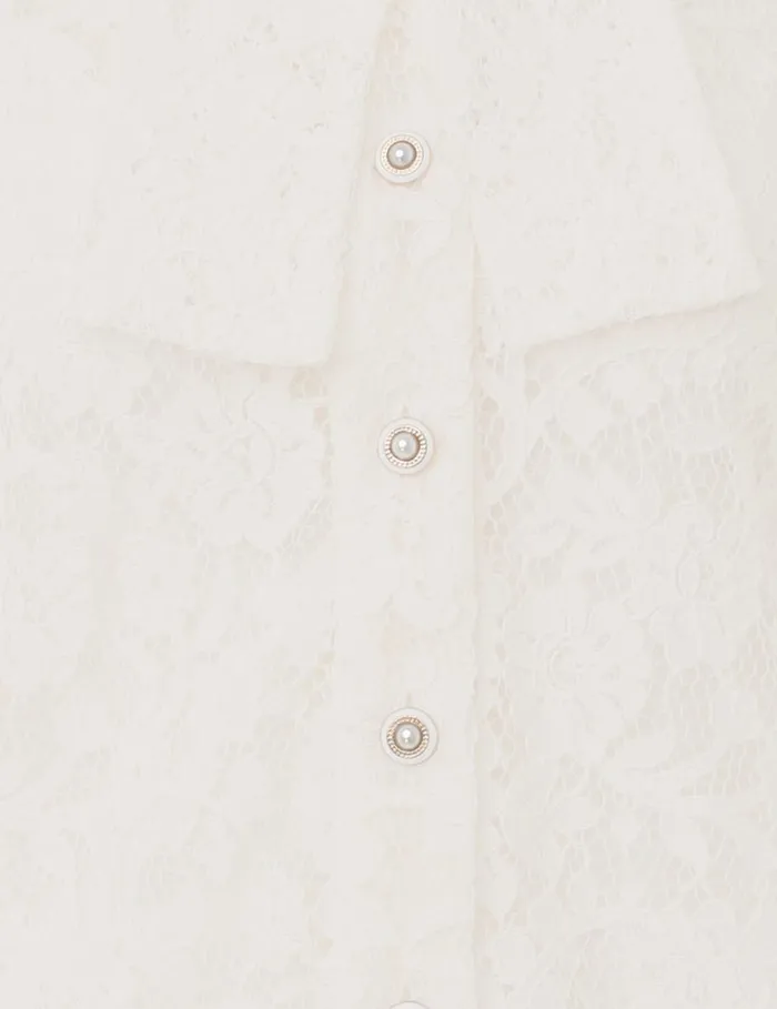 Women Tops Zimmermann Tranquillity Lace Shirt Ivory