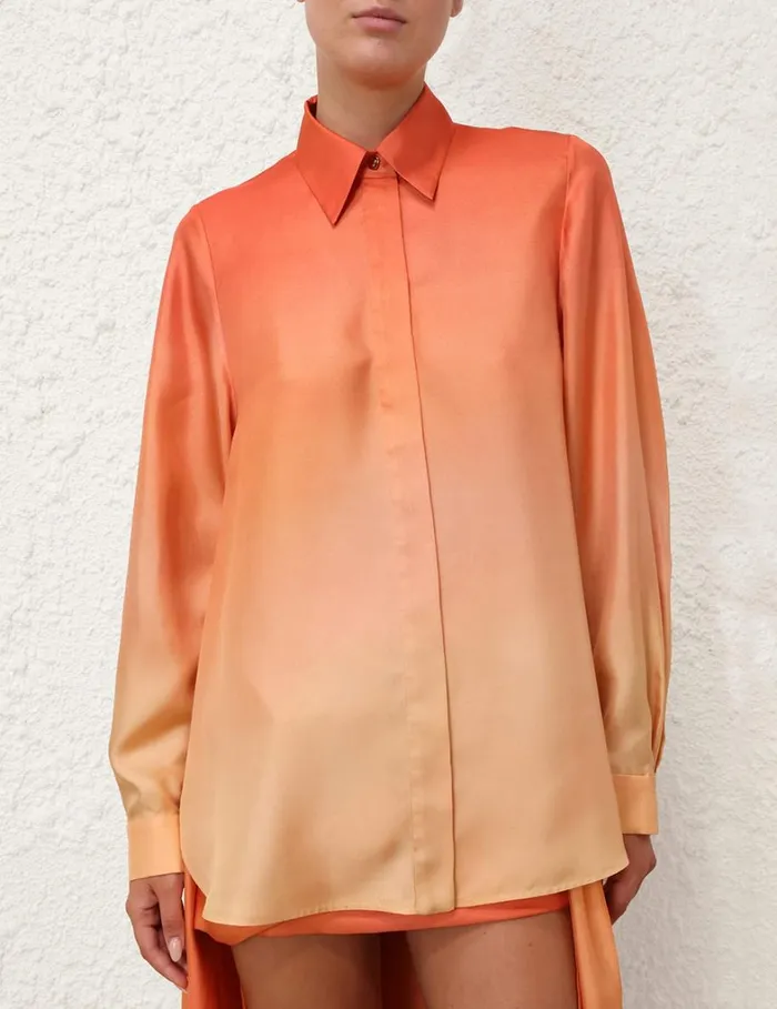 Women Tops Zimmermann Tranquillity Scarf Shirt Red Fields