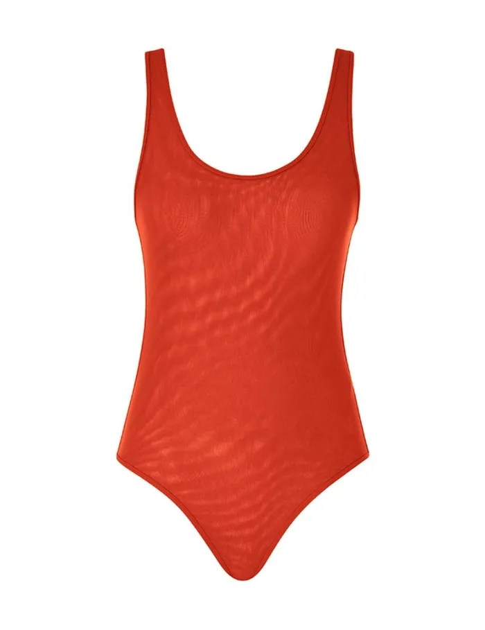 Women Tops Zimmermann Tranquillity Scoop Bodysuit Tomato
