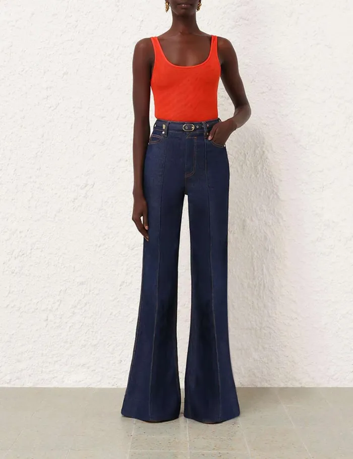 Women Tops Zimmermann Tranquillity Scoop Bodysuit Tomato