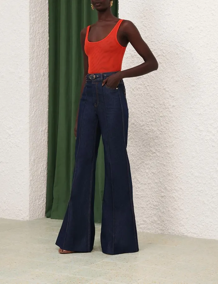 Women Tops Zimmermann Tranquillity Scoop Bodysuit Tomato