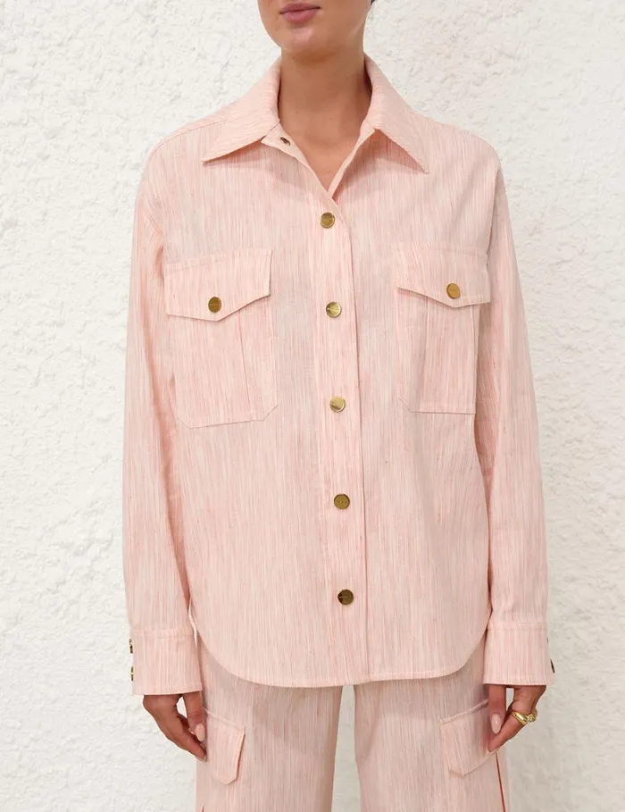 Women Tops Zimmermann Tranquillity Stripe Shirt Redorange