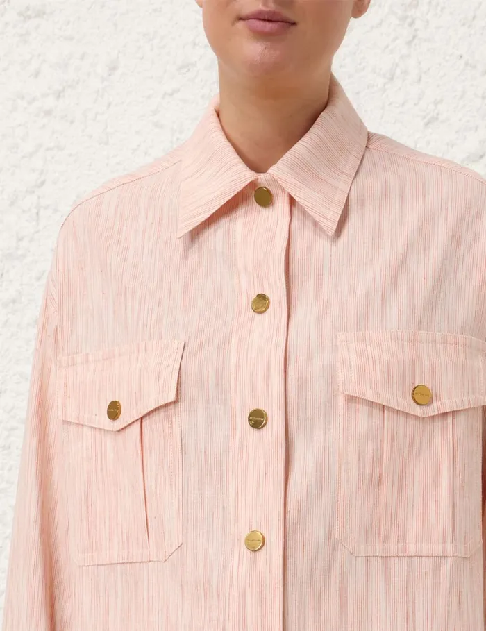 Women Tops Zimmermann Tranquillity Stripe Shirt Redorange