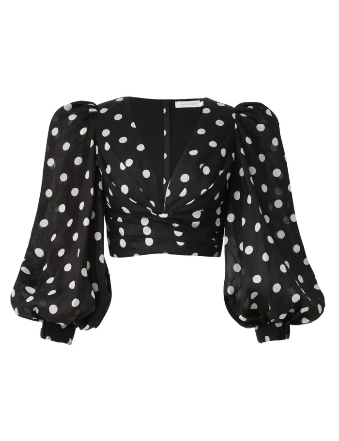 Women Tops Zimmermann Tuck Bodice Top Blackcream Dot
