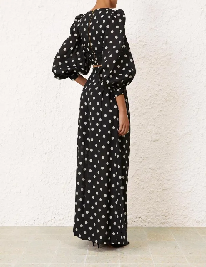 Women Tops Zimmermann Tuck Bodice Top Blackcream Dot