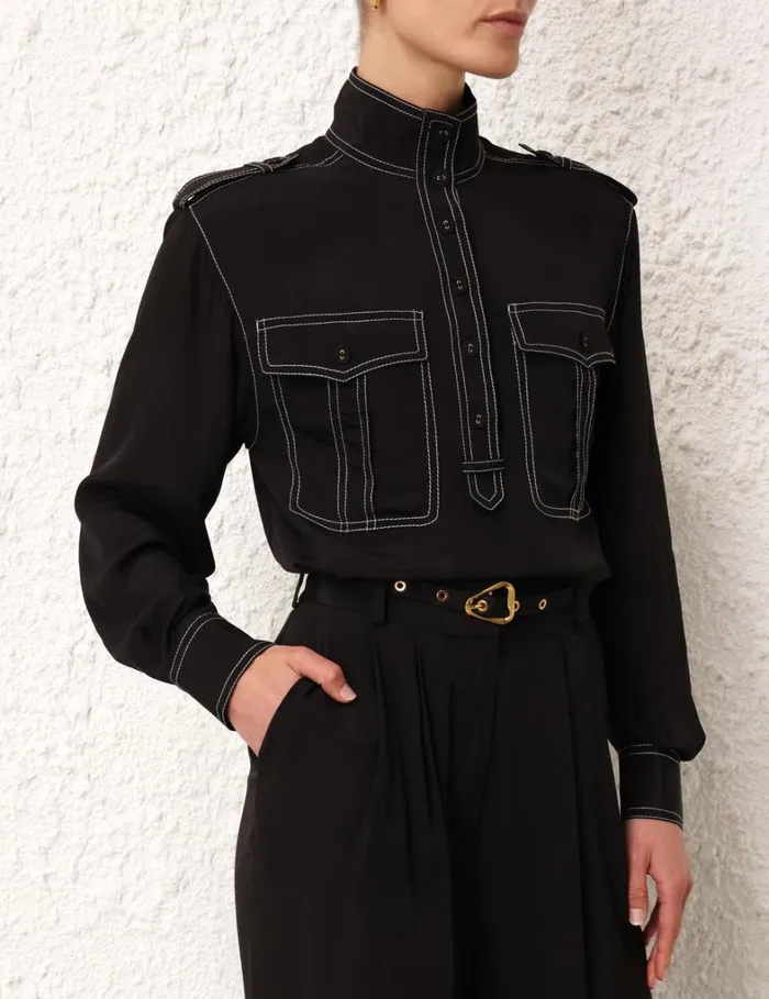 Women Tops Zimmermann Utility Blouse Black