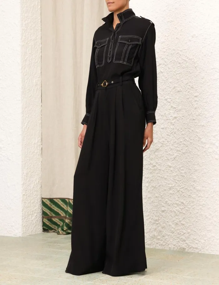 Women Tops Zimmermann Utility Blouse Black