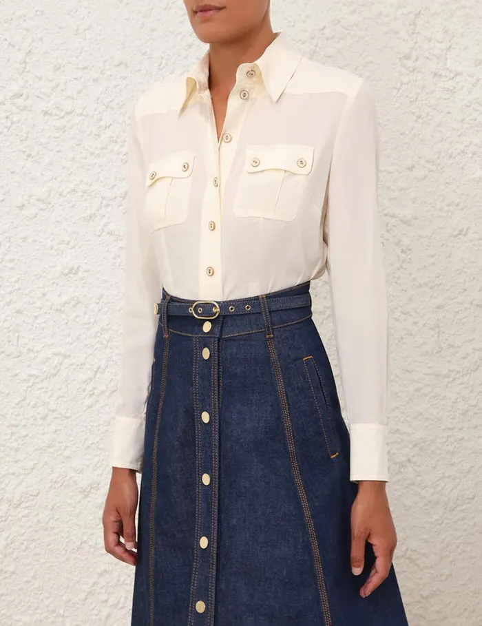 Women Tops Zimmermann Utility Body Shirt Cream