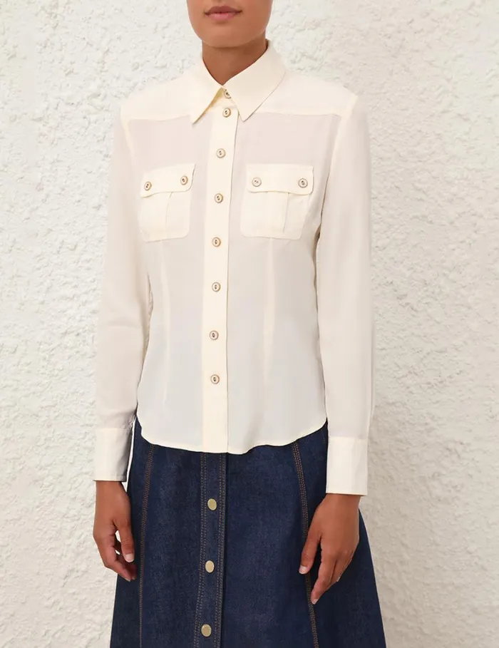 Women Tops Zimmermann Utility Body Shirt Cream