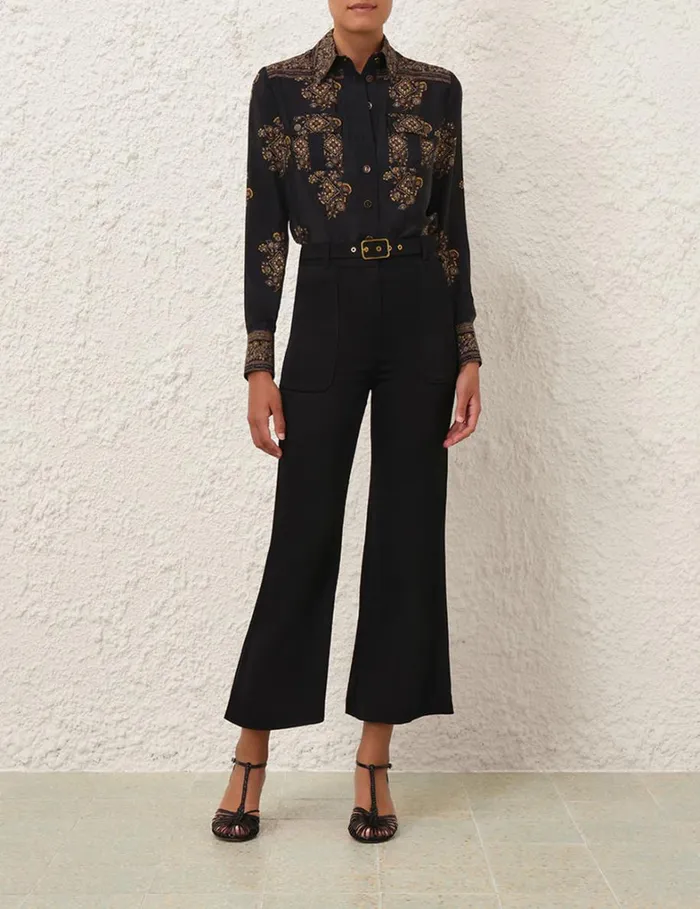 Women Tops Zimmermann Utility Body Shirt Utility Dot Black