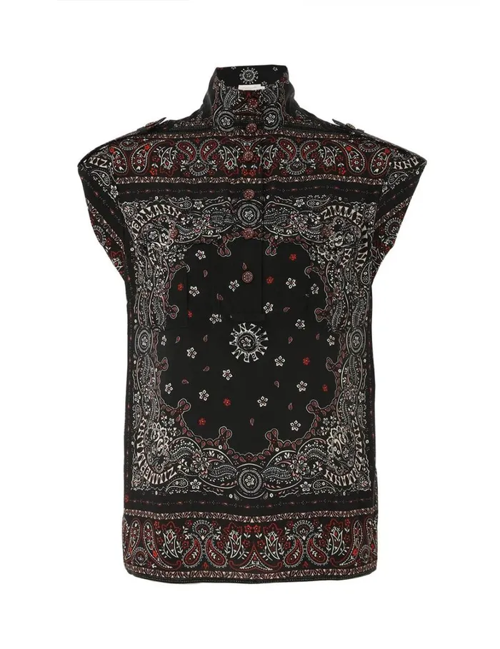 Women Tops Zimmermann Utility Shirt Black Bandana
