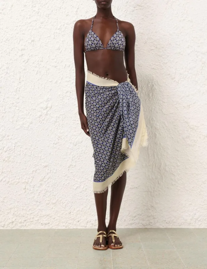 Women Towels and Pareos Zimmermann Printed Cotton Pareo Blue Multi