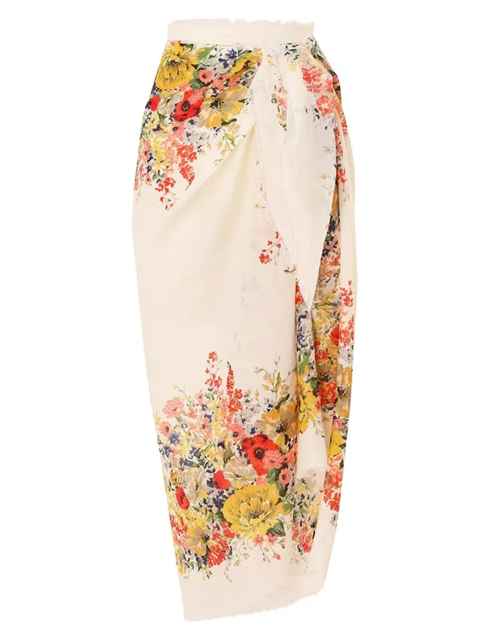 Women Towels and Pareos Zimmermann Printed Cotton Pareo Ivory Floral