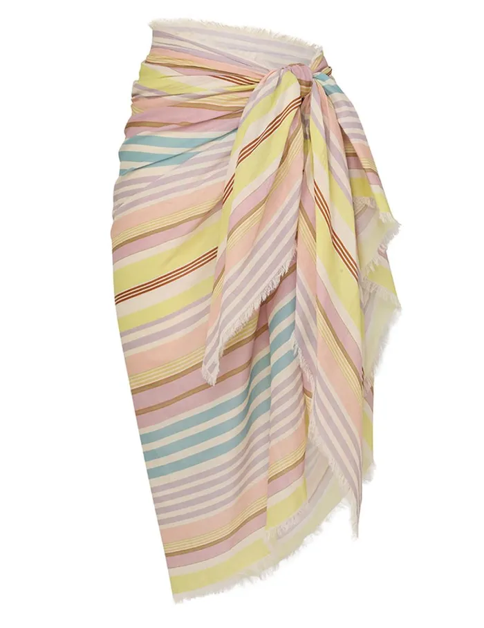 Women Towels and Pareos Zimmermann Printed Cotton Pareo Multi Stripe