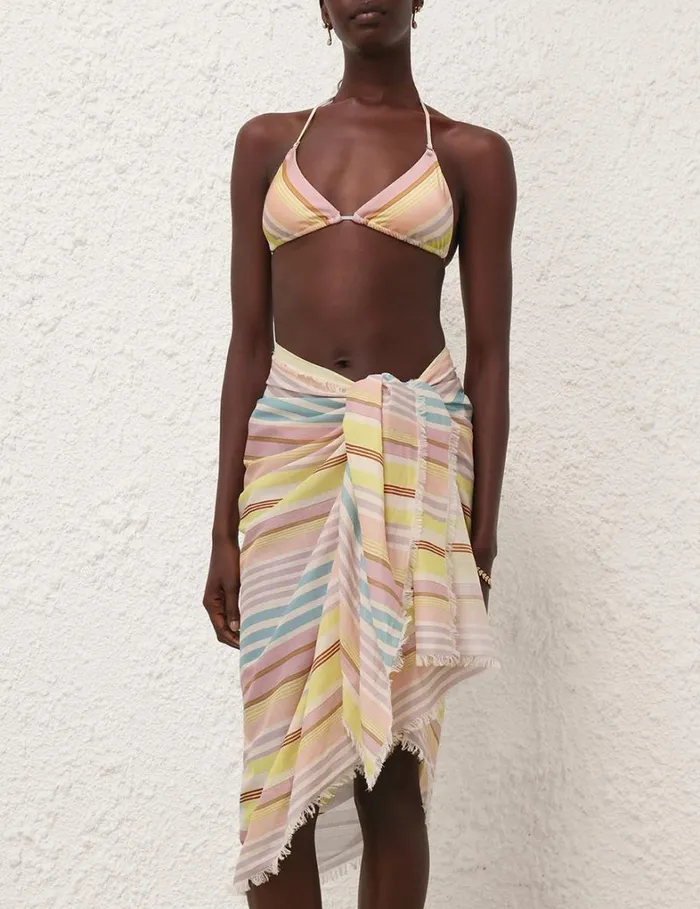 Women Towels and Pareos Zimmermann Printed Cotton Pareo Multi Stripe