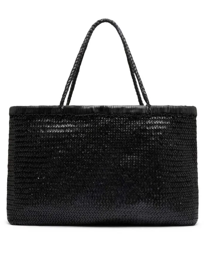 Women Wide Bagu Woven Tote Black The UNDONE Bags