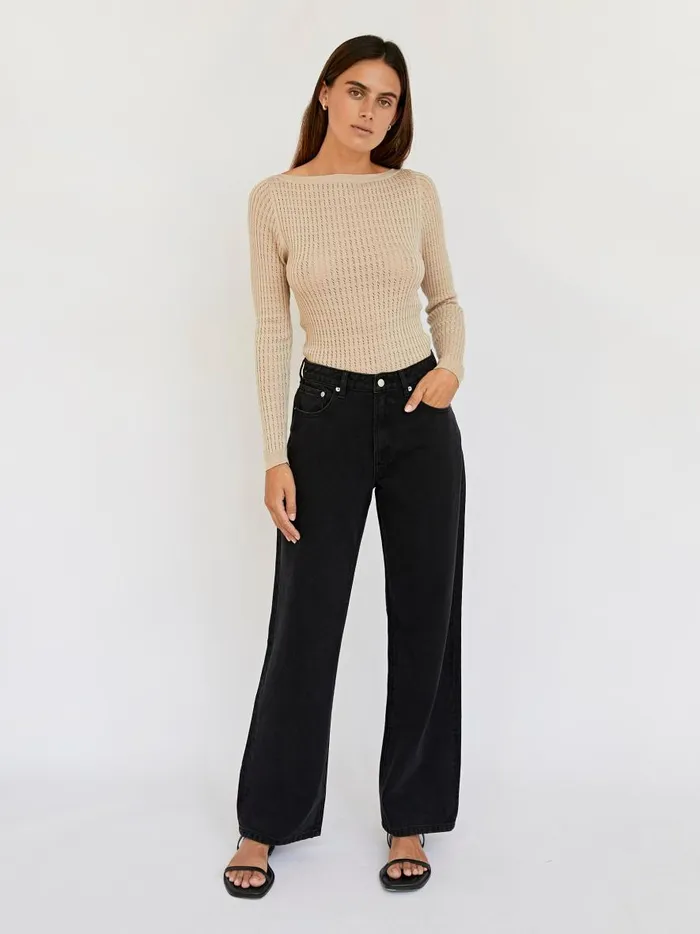 Women Wide Leg Jean Black The UNDONE Denim