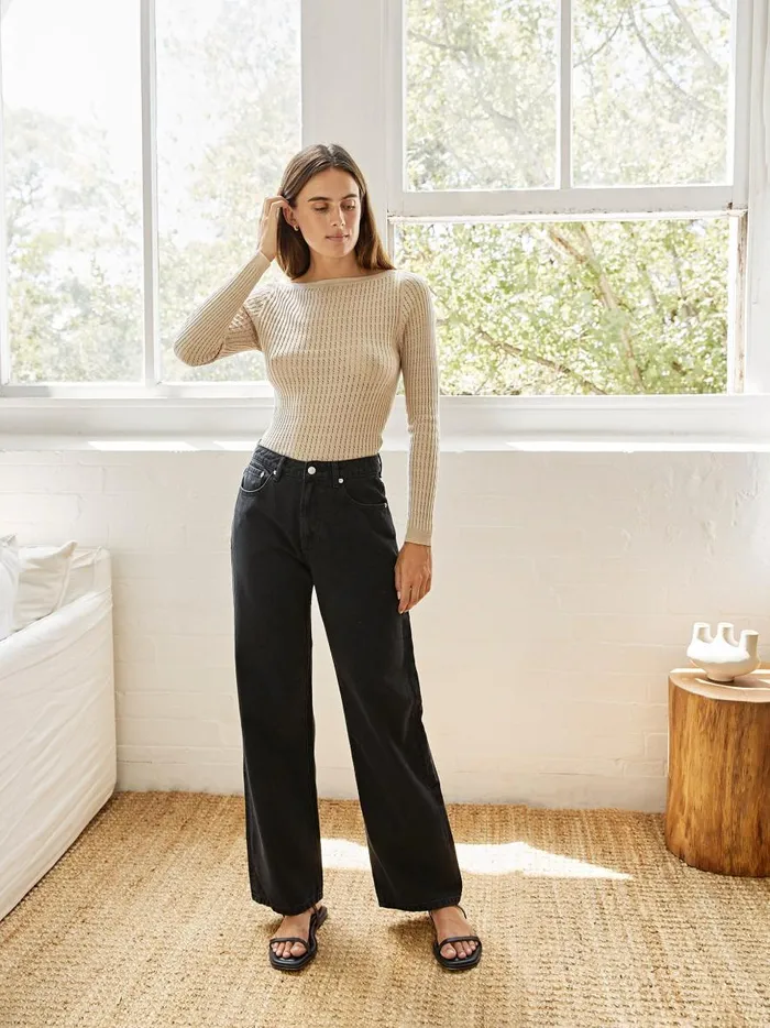 Women Wide Leg Jean Black The UNDONE Denim