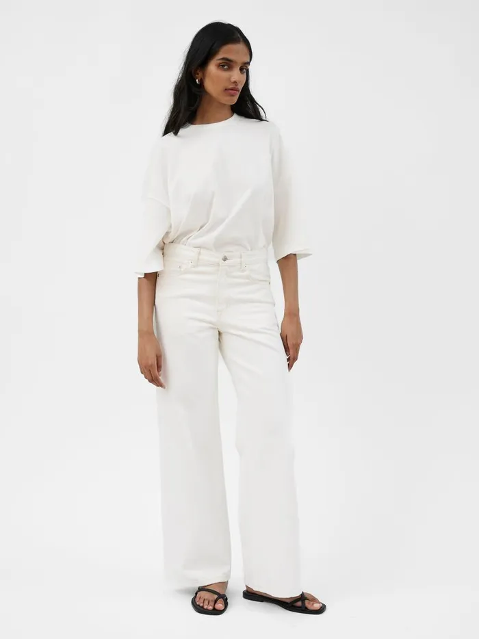 Women Wide Leg Jean Ivory The UNDONE Denim