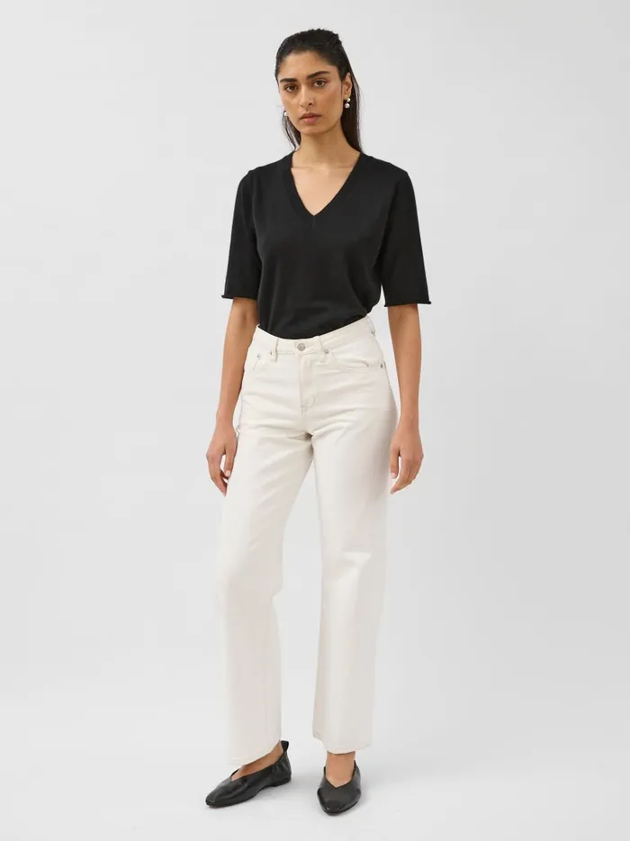 Women Wide Leg Jean Ivory The UNDONE Denim