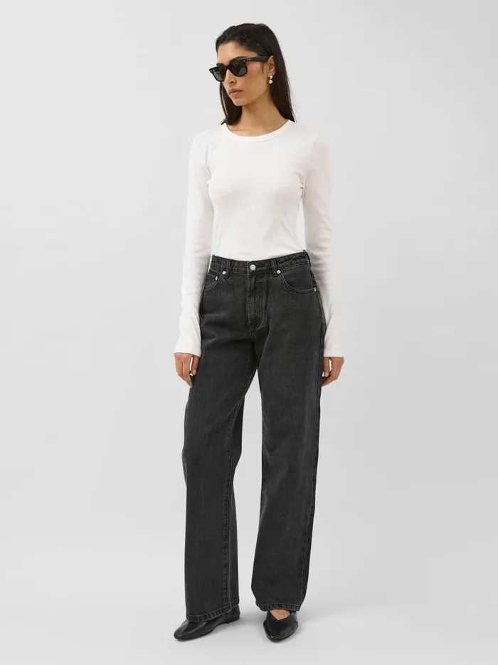 Women Wide Leg Jean Washed Black The UNDONE Denim