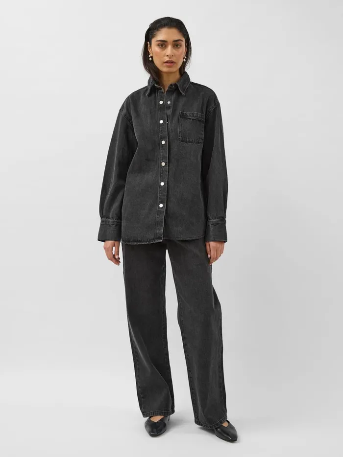 Women Wide Leg Jean Washed Black The UNDONE Denim