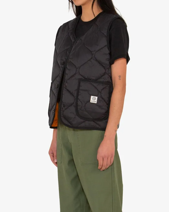 Zou Liner Vest Relaxed Fit 8211 Black Women Deus Ex Machina Outerwear Zou Liner Vest Relaxed Fit 8211 Black Women Deus Ex Machina Outerwear
